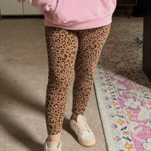 J.Crew Brown Leopard Print Crop Leggings with Pink Accents